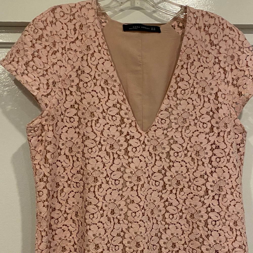 Zara Pink Lace Mini Dress - Picture 3 of 8